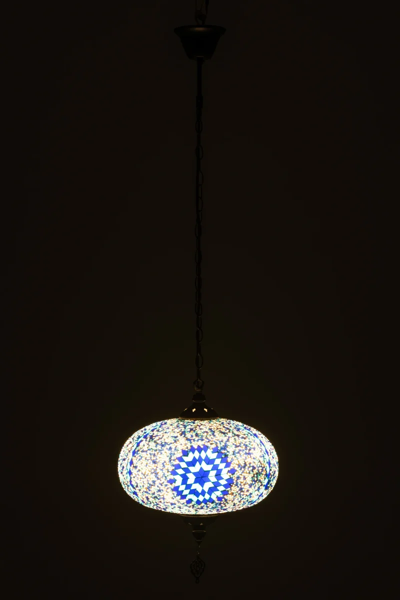 J-Line hanglamp Mozaiek - glas/metaal - blauw - large