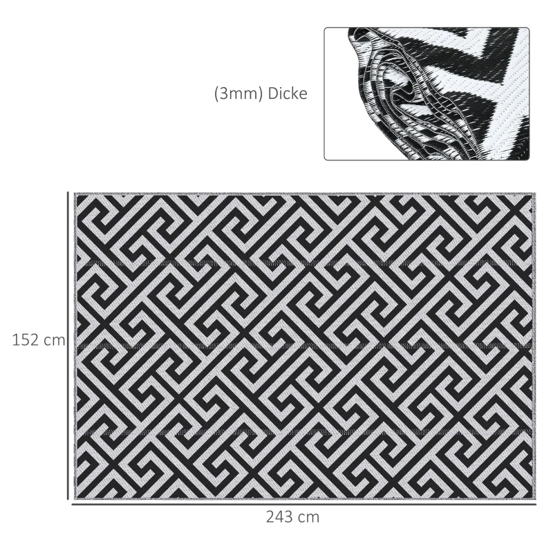 Nancy's Bavaro Buitenkleed - Tuintapijt - Vloerkleed - Tuinkleed - Zwart / Wit - 152 x 243 cm - Afbeelding 4