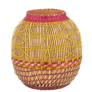 J-Line vaas Rieten - zeegras - mix - medium - Ø 23 cm