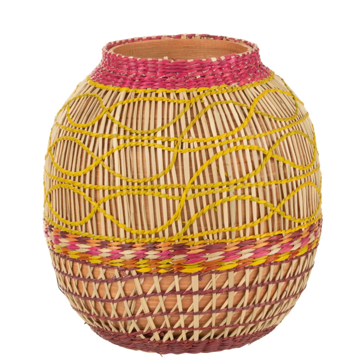 J-Line vaas Rieten - zeegras - mix - medium - Ø 23 cm