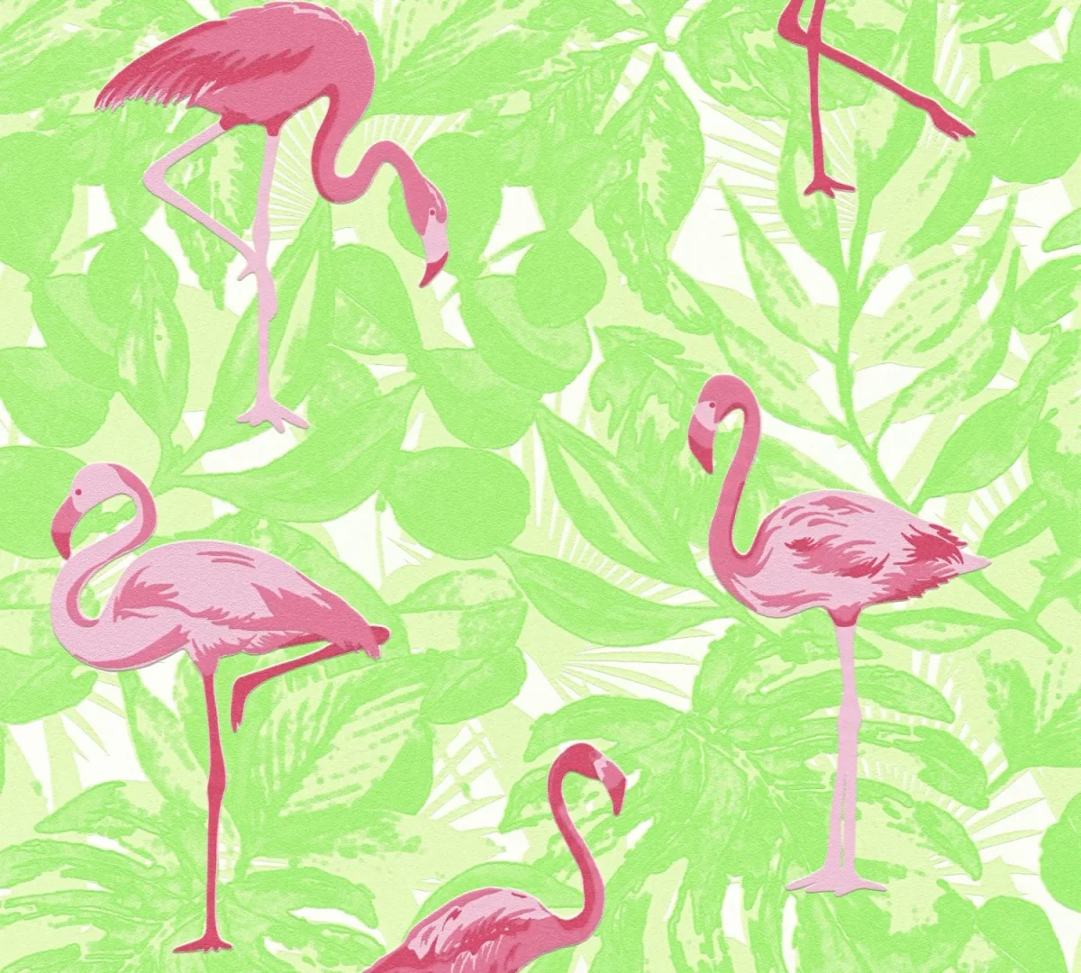 A.S. Création behang tropische bladeren met flamingo's groen en roze - 53 cm x 10.05 m - AS-359802 - Afbeelding 3