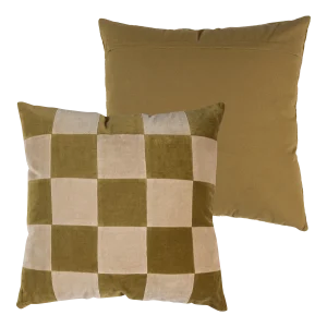 WOOOD kussens Vola - Katoen - Groen/Oranje - 50x50x10 - Set van 4