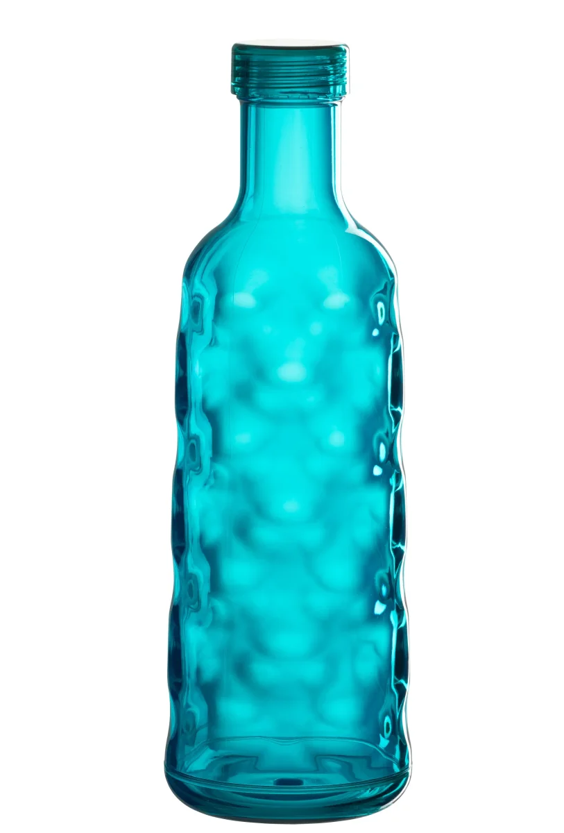 J-Line decoratie Fles Gehamerd - kunststof - blauw - giftbox - Afbeelding 3