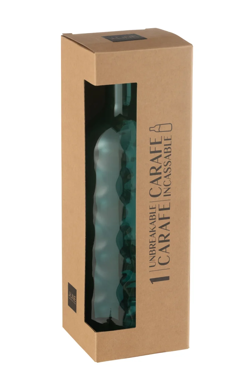 J-Line decoratie Fles Gehamerd - kunststof - blauw - giftbox - Afbeelding 2