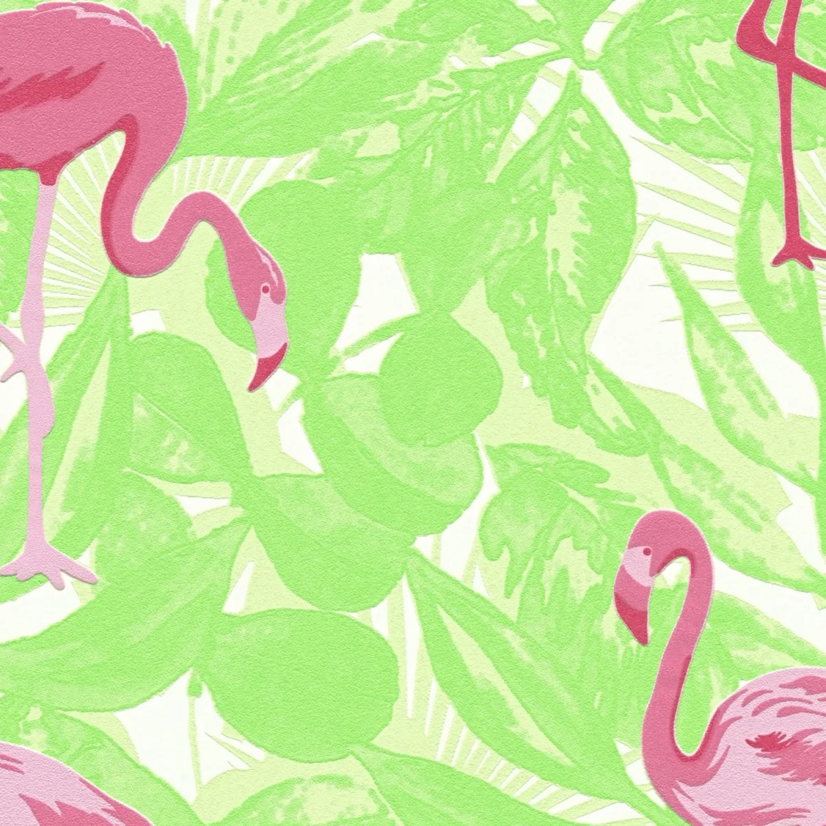 A.S. Création behang tropische bladeren met flamingo's groen en roze - 53 cm x 10.05 m - AS-359802 - Afbeelding 2