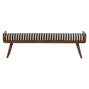 WOOOD bankje gestreept Valo - Acaciahout - Zwart/Wit - 48x157x43