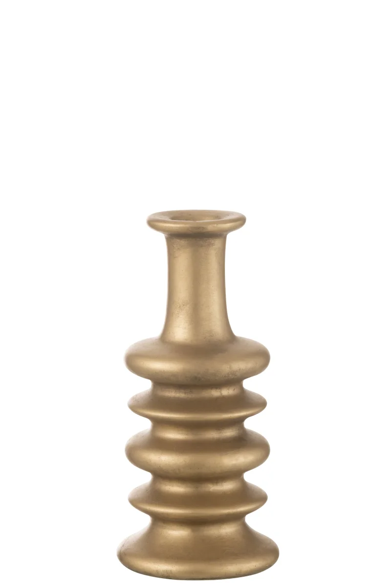 J-Line vaas Nebu Wijd - keramiek - goud - 38 cm hoog - Afbeelding 2