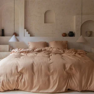 Coco & Cici - Tencel Twill Dekbedovertrek 140 x 200 cm - 1 Persoons Beddengoed - Peach - Lyocell - Ritssluiting & Extra Zacht - 1 Kussensloop (60x70)