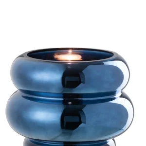 J-Line theelichthouder/vaas Cléa - glas - blauw - Ø 20 cm