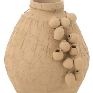 J-Line vaas + hangpotjes - keramiek - naturel - Ø 45 cm