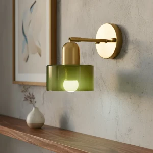 Bauhaus wandlamp met gekleurd glas