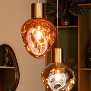 J-Line hanglamp - metaal/glas - goud/grijs