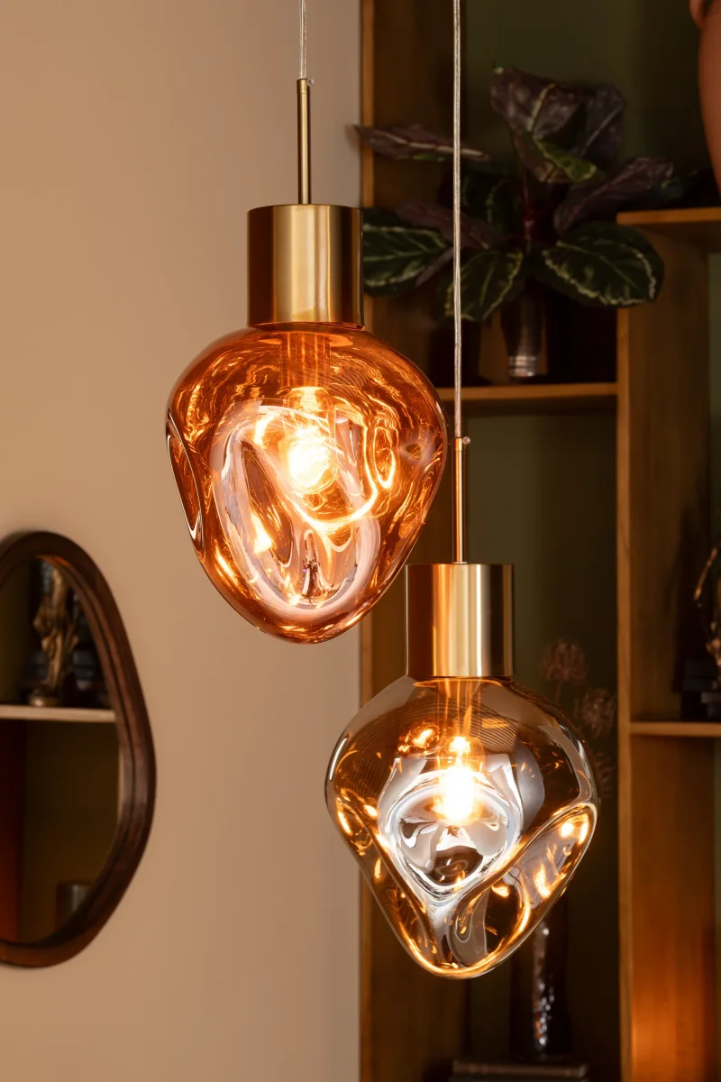 J-Line hanglamp - metaal/glas - goud/grijs - Afbeelding 2