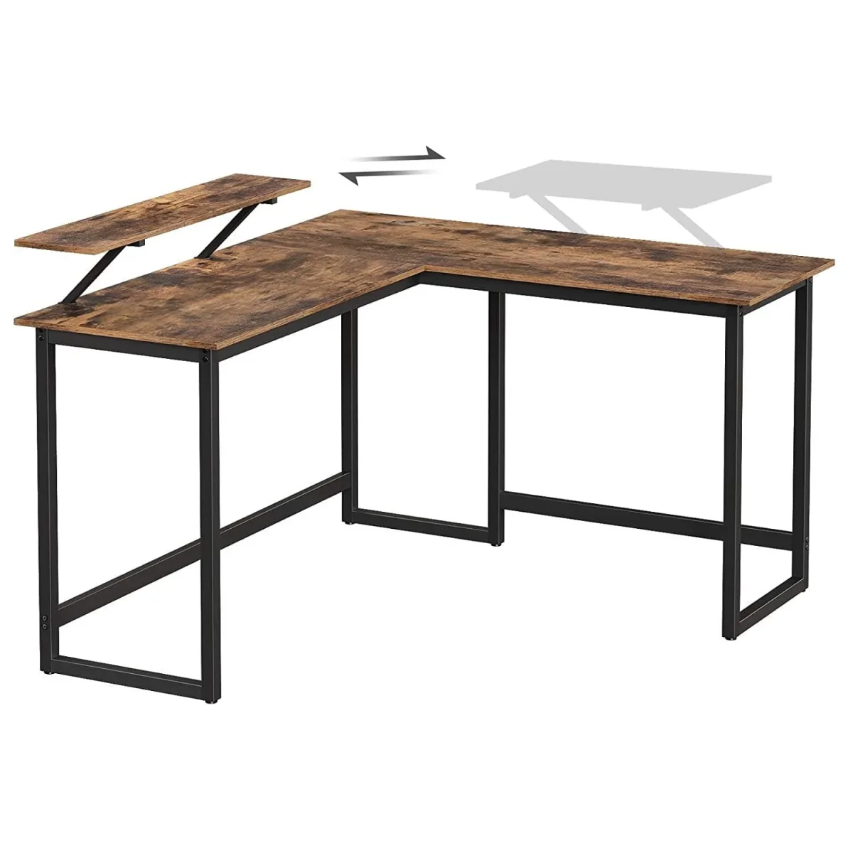 Nancy's Henderson Hoekbureau - Bureau - Computertafel - Bruin / Zwart - ± 140 x 130 x 90 cm - Afbeelding 9