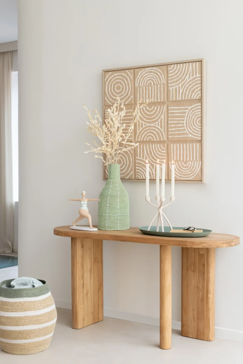 J-Line vaas Flesvorm Stippellijnen - zeegras - groen/wit - 50 cm hoog - Afbeelding 4