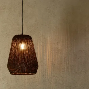 J-Line hanglamp Vlecht - metaal/palm - zwart - small