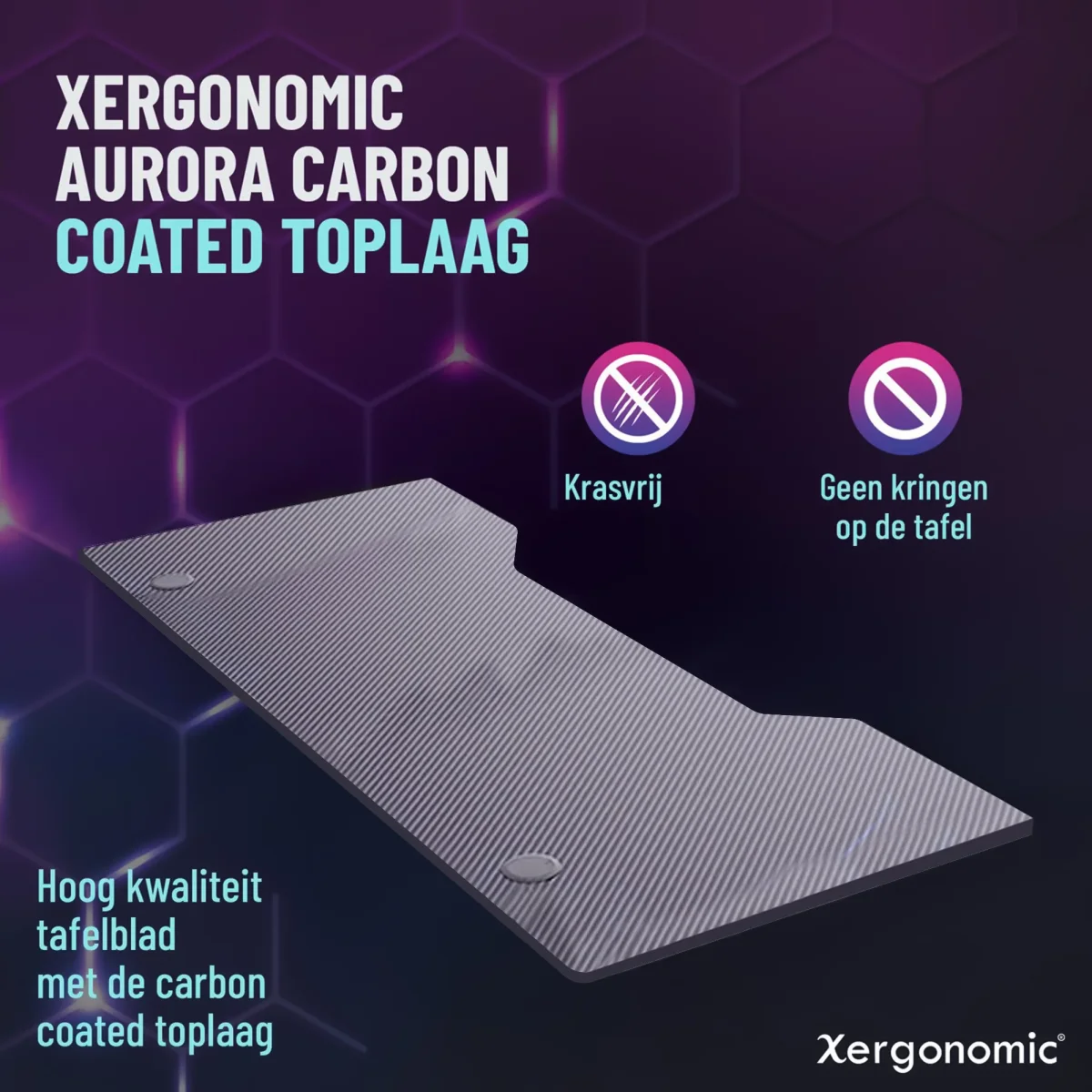 Xergonomic Aurora Xergax Game bureau - Gaming desk - Game tafel 125cm - Carbonfiber look - Computer Tafel - Incl. beker-, koptelefoonhouder en kabelorganizer - Afbeelding 5